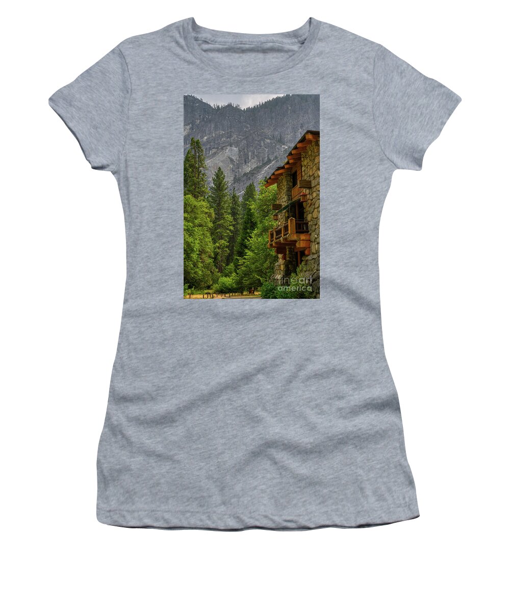 The Ahwahee Hotel Women's T-Shirt featuring the photograph The Ahwahnee historic Hotel Yosemite Valley by Abigail Diane Photography