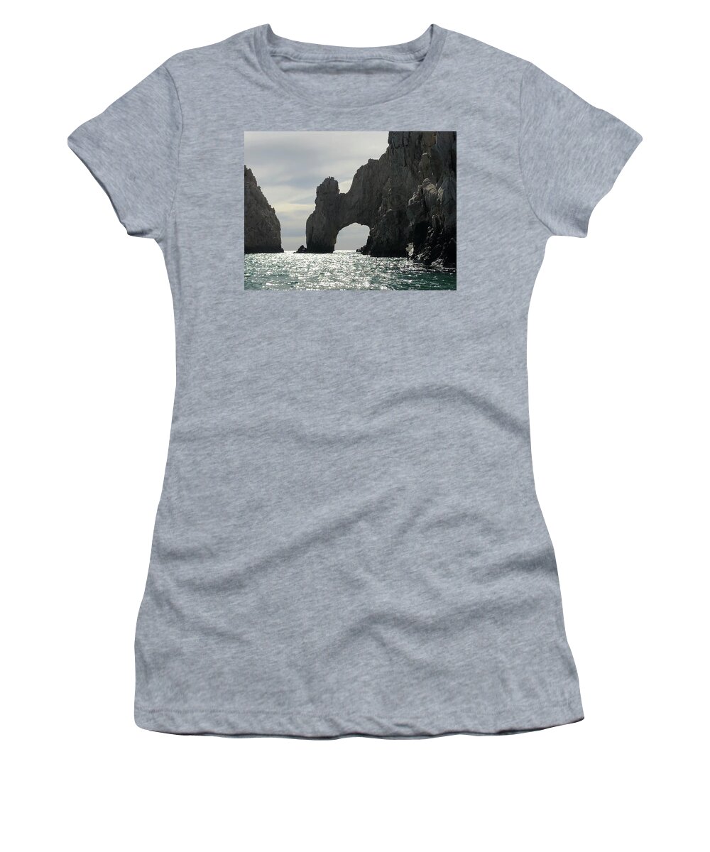 Cabo San Lucas Women's T-Shirt featuring the photograph The Arch of Cabo San Lucas by Medge Jaspan