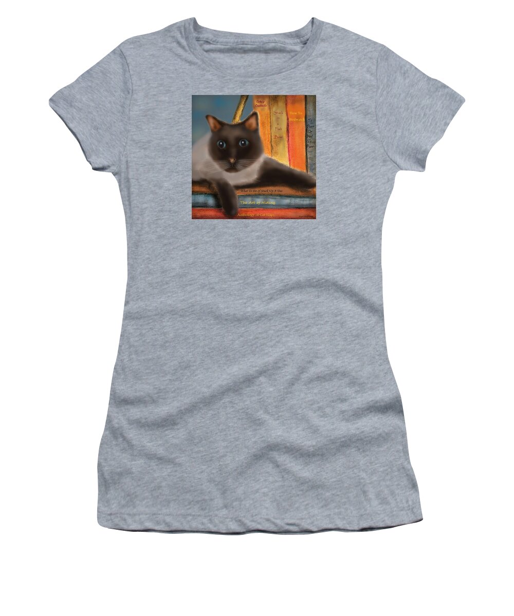 Cat Women's T-Shirt featuring the painting The Art of Hiding in Plain Sight by Angela Davies