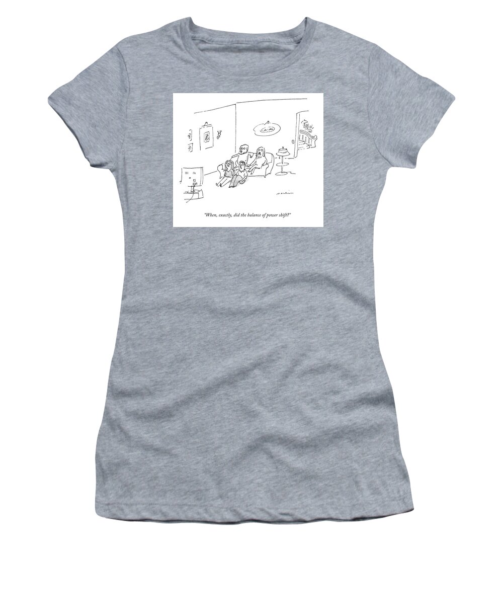 When Women's T-Shirt featuring the drawing The Balance Of Power by Michael Maslin
