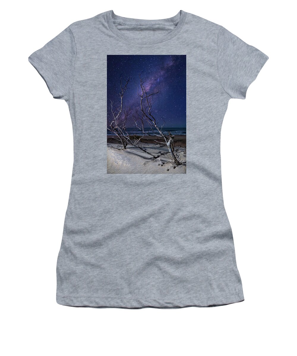 North Carolina Women's T-Shirt featuring the photograph The Beach at Night fx by Dan Carmichael