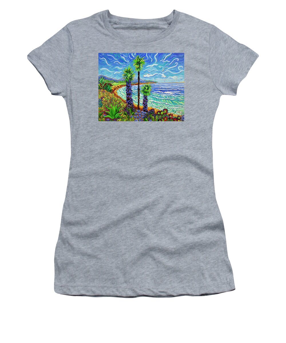 Ocean Women's T-Shirt featuring the painting The Big Swim by Cathy Carey