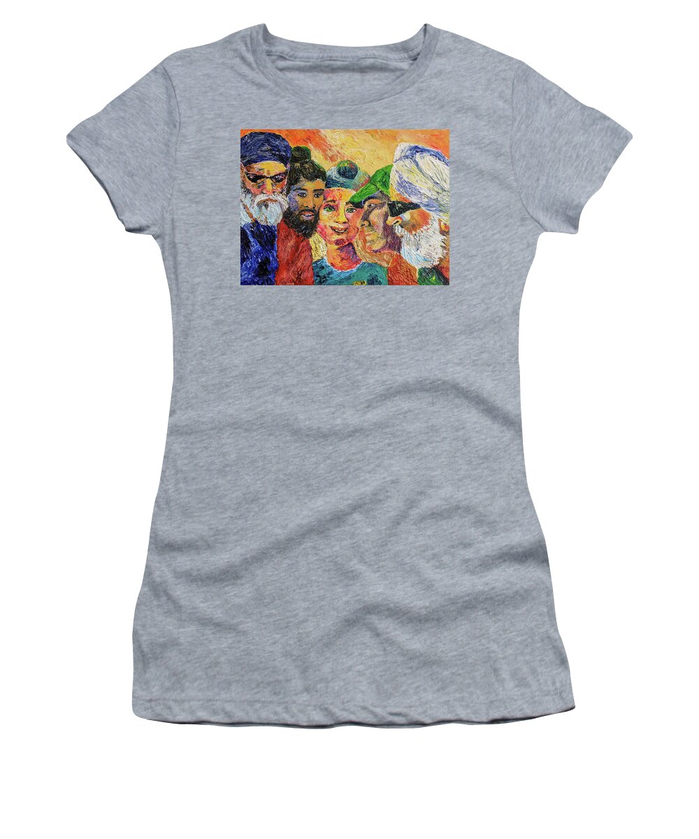 Americans Women's T-Shirt featuring the painting The Changing face of America by Sarabjit Singh