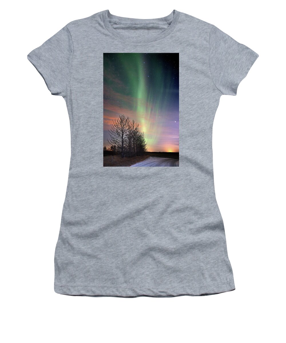 Iceland Women's T-Shirt featuring the photograph The colors of night by Christopher Mathews