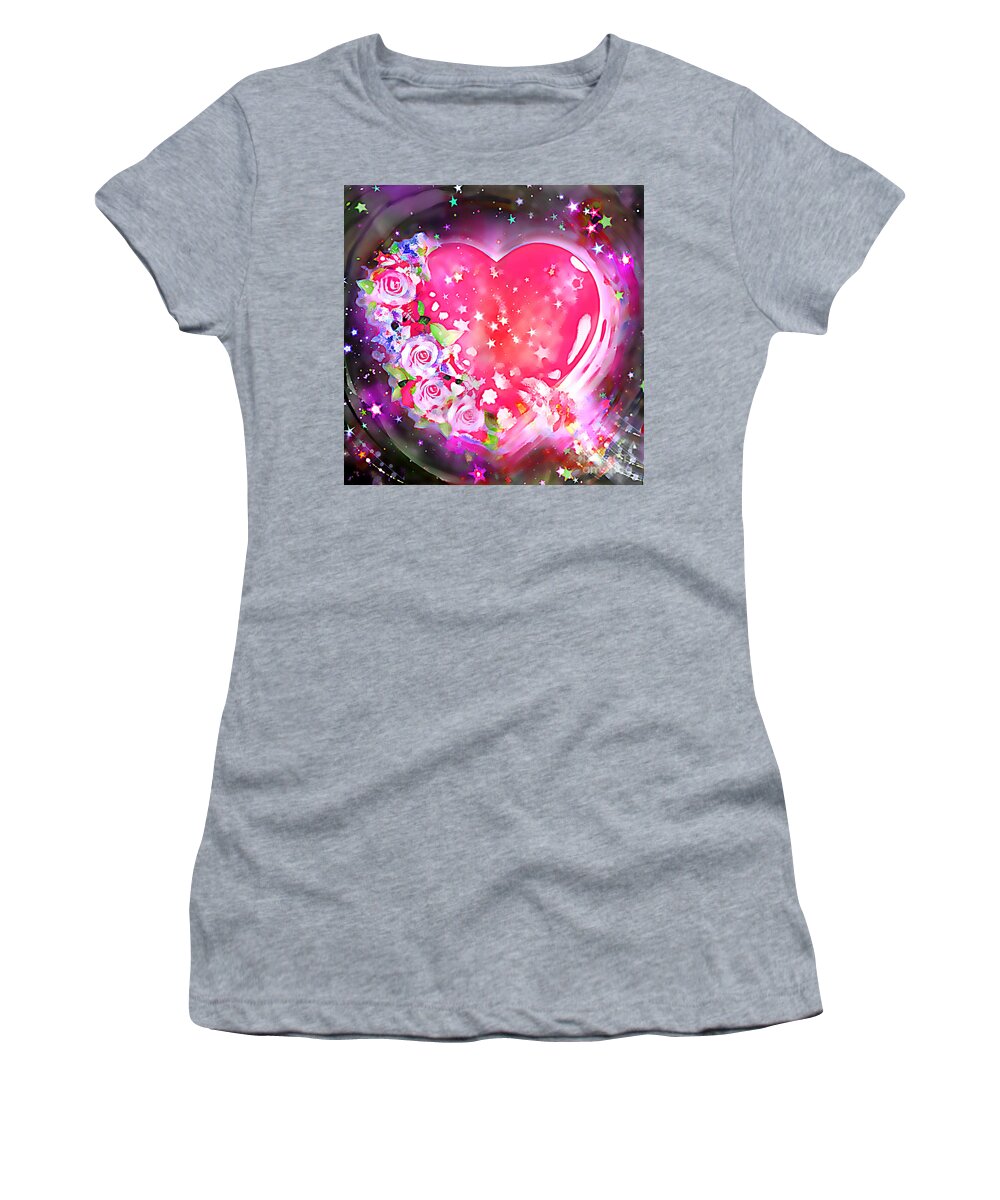 Cosmos Women's T-Shirt featuring the digital art The Cosmic Heartbeat by BelleAme Sommers
