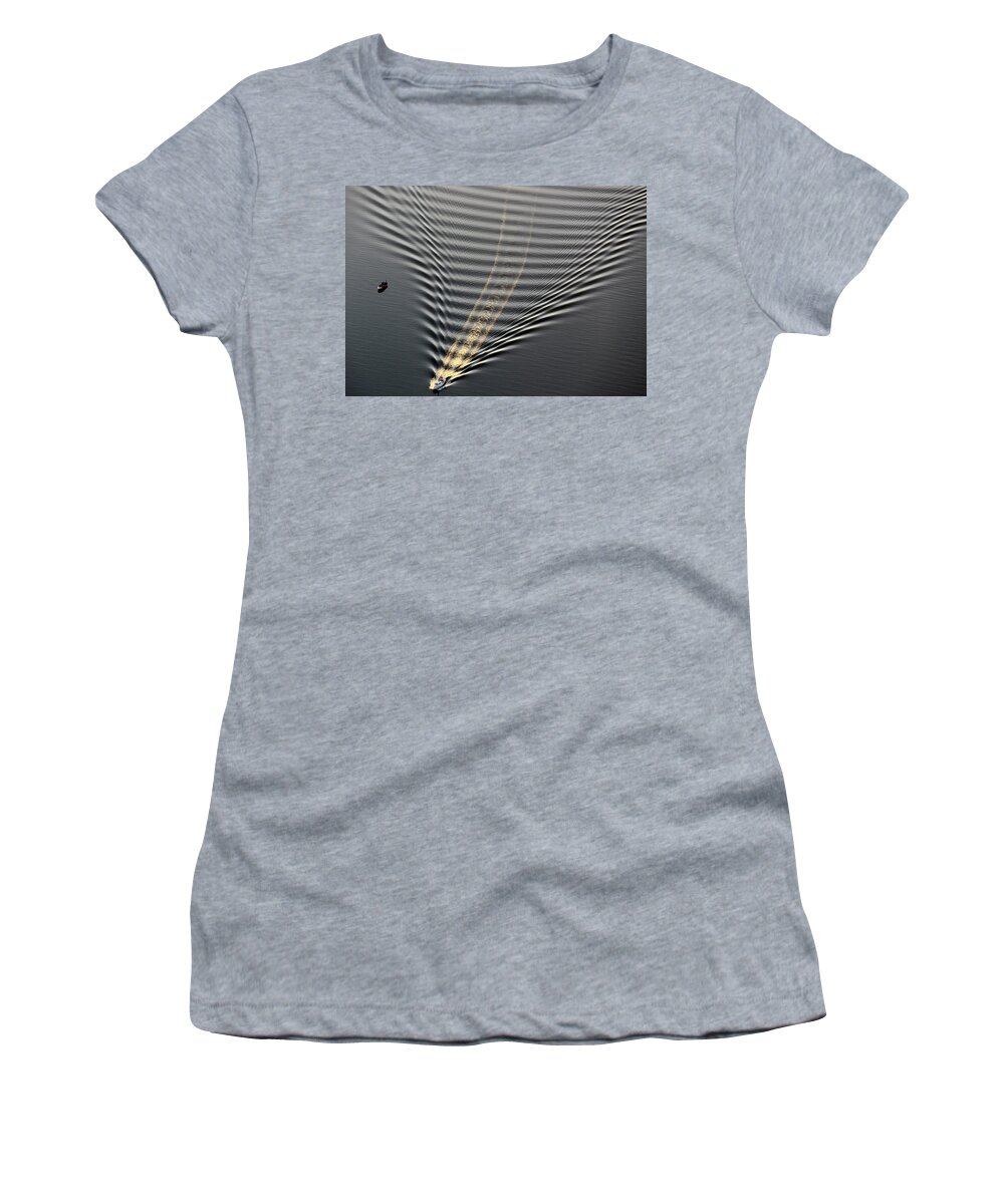 Water Women's T-Shirt featuring the photograph The Dizzying Wake by Chris Goldberg
