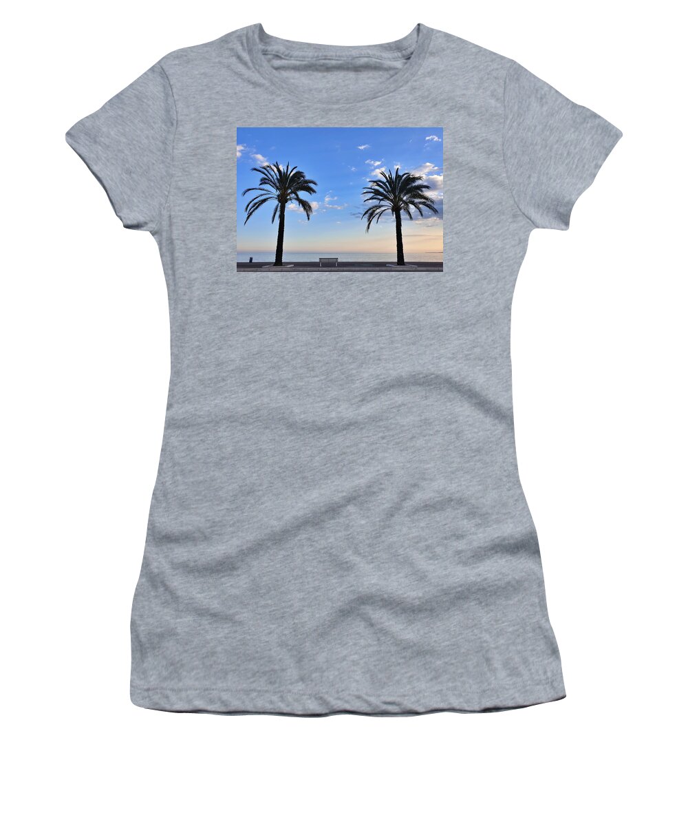 Nice Women's T-Shirt featuring the photograph The Empty Bench by Andrea Whitaker