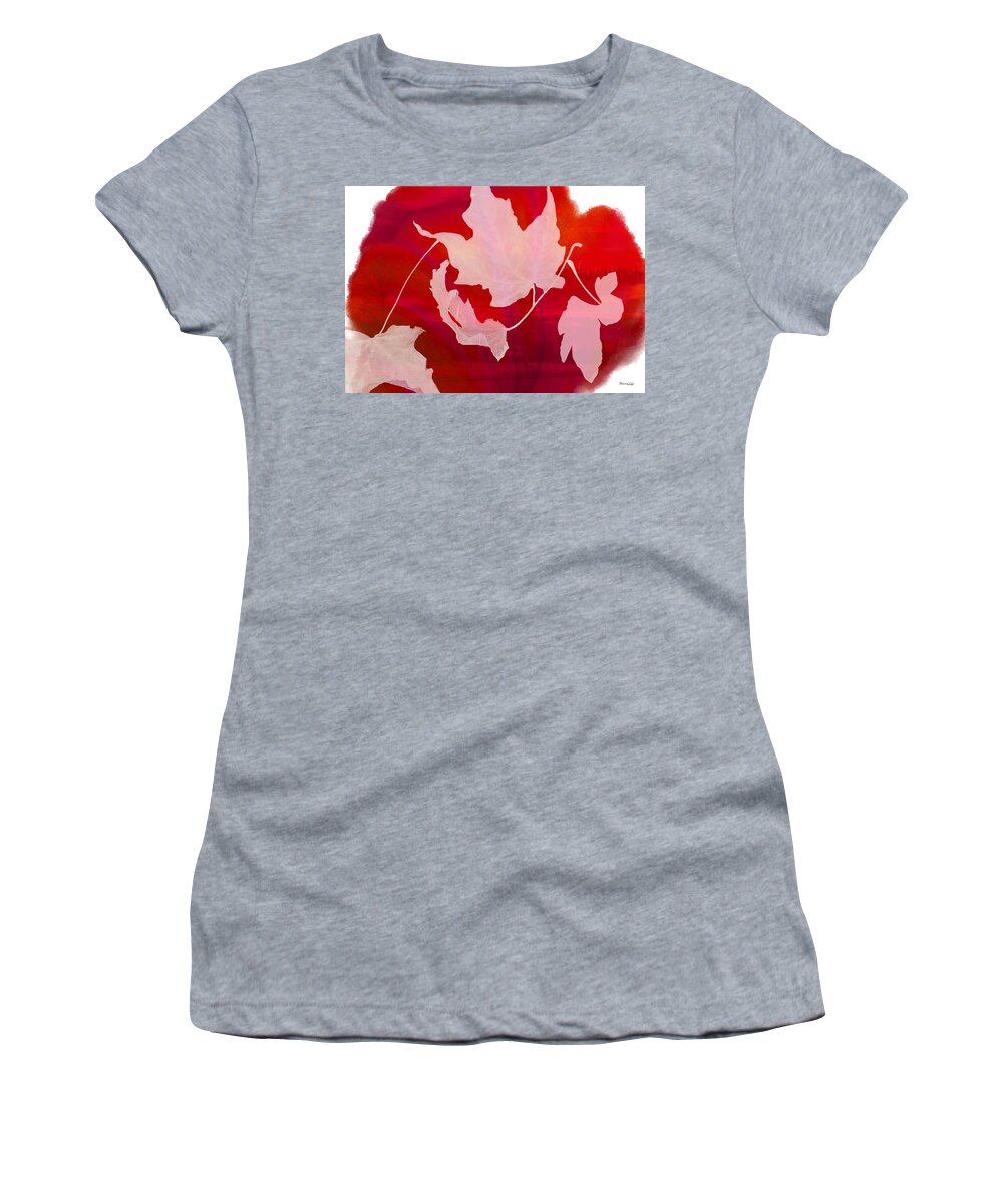Red Women's T-Shirt featuring the mixed media The Falling Leaves by Moira Law