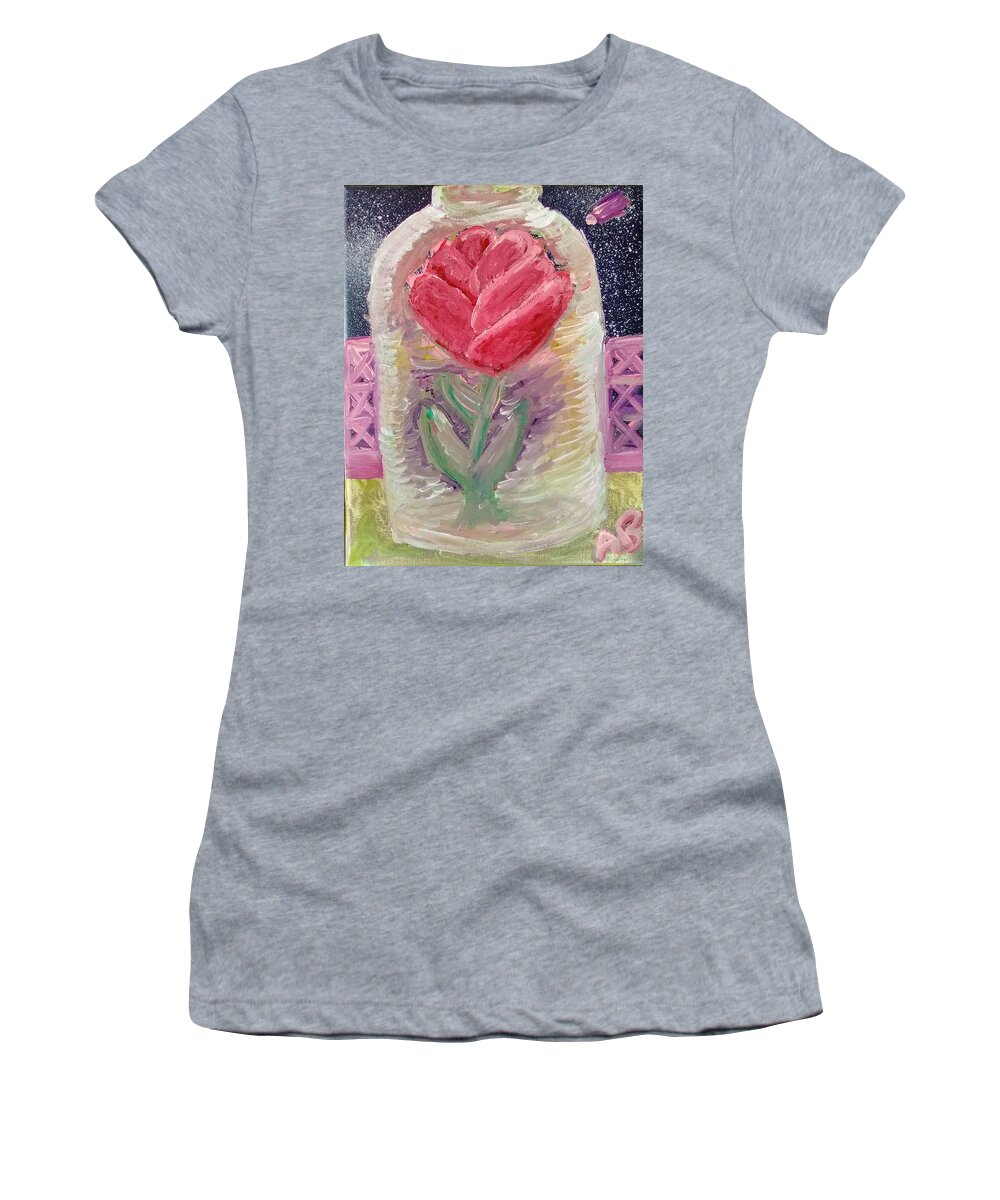Rose Women's T-Shirt featuring the painting The Forever Rose by Andrew Blitman