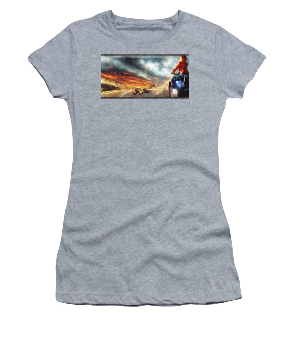 Crossroad Women's T-Shirt featuring the digital art The Fork in the Road by Micah Offman