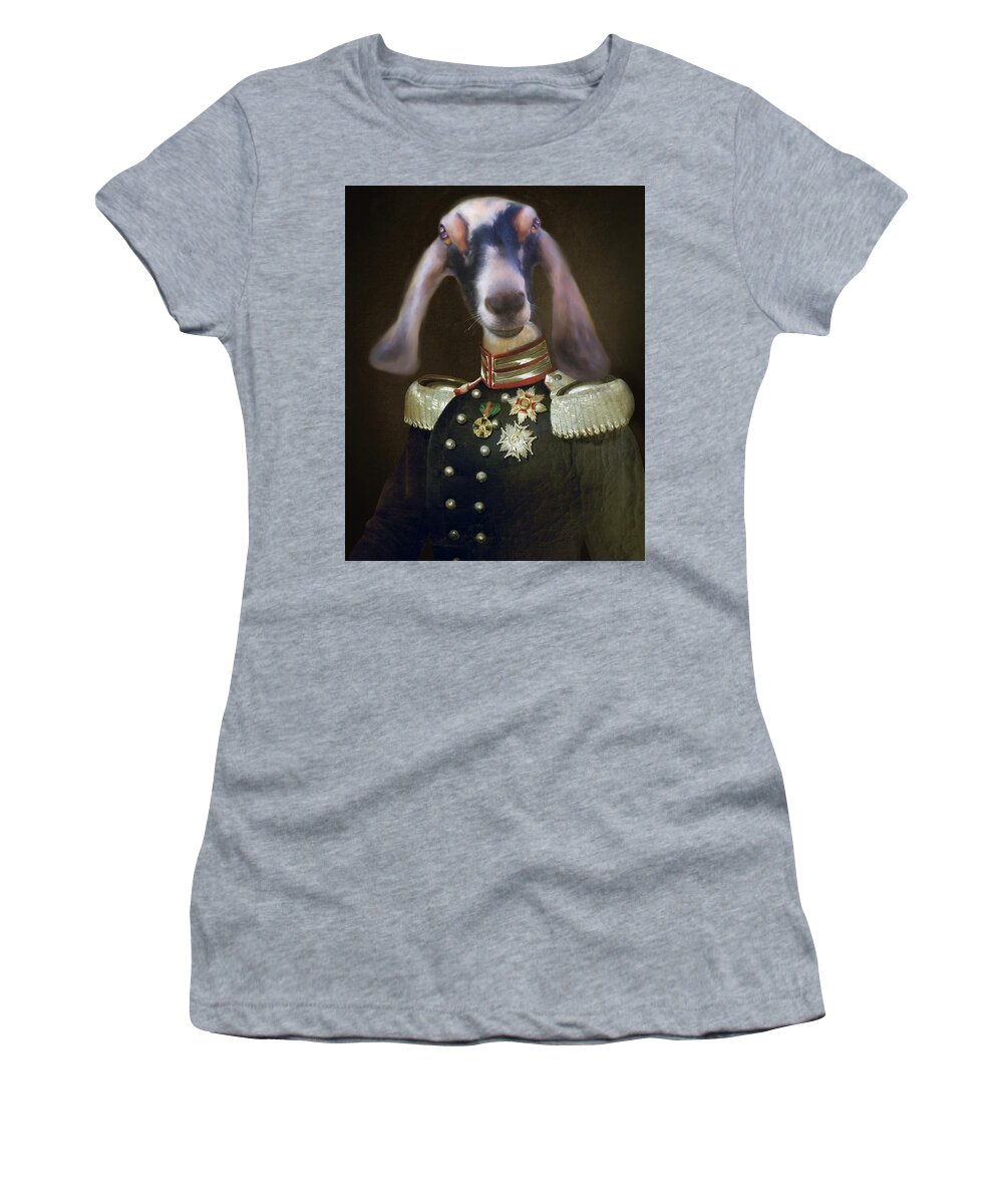 Goats Women's T-Shirt featuring the mixed media The G O A T by Colleen Taylor