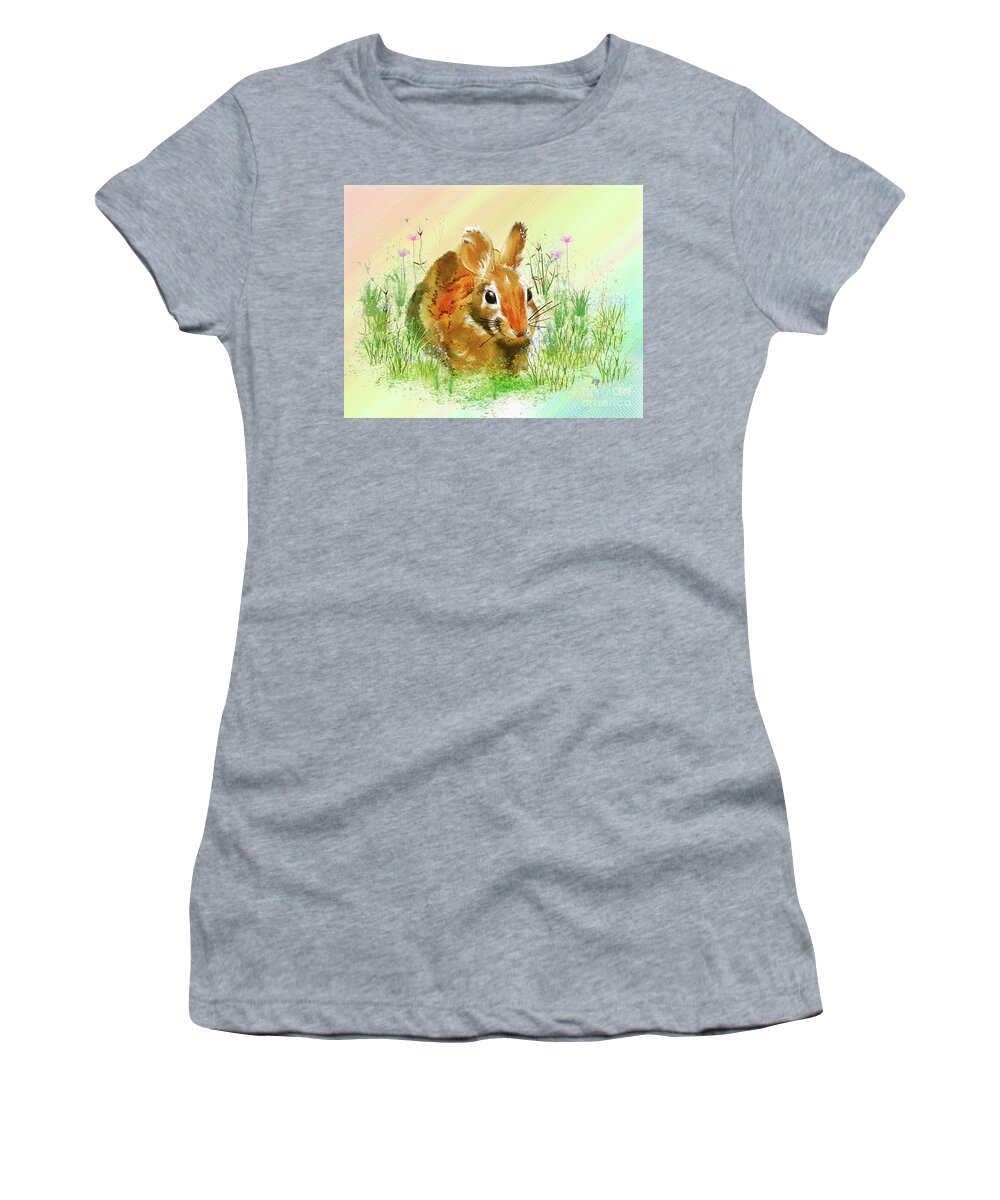Bunny Women's T-Shirt featuring the digital art The Gardener In The Flowers by Lois Bryan