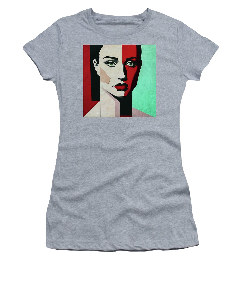 Women Women's T-Shirt featuring the digital art The gazing girl by Jan Keteleer