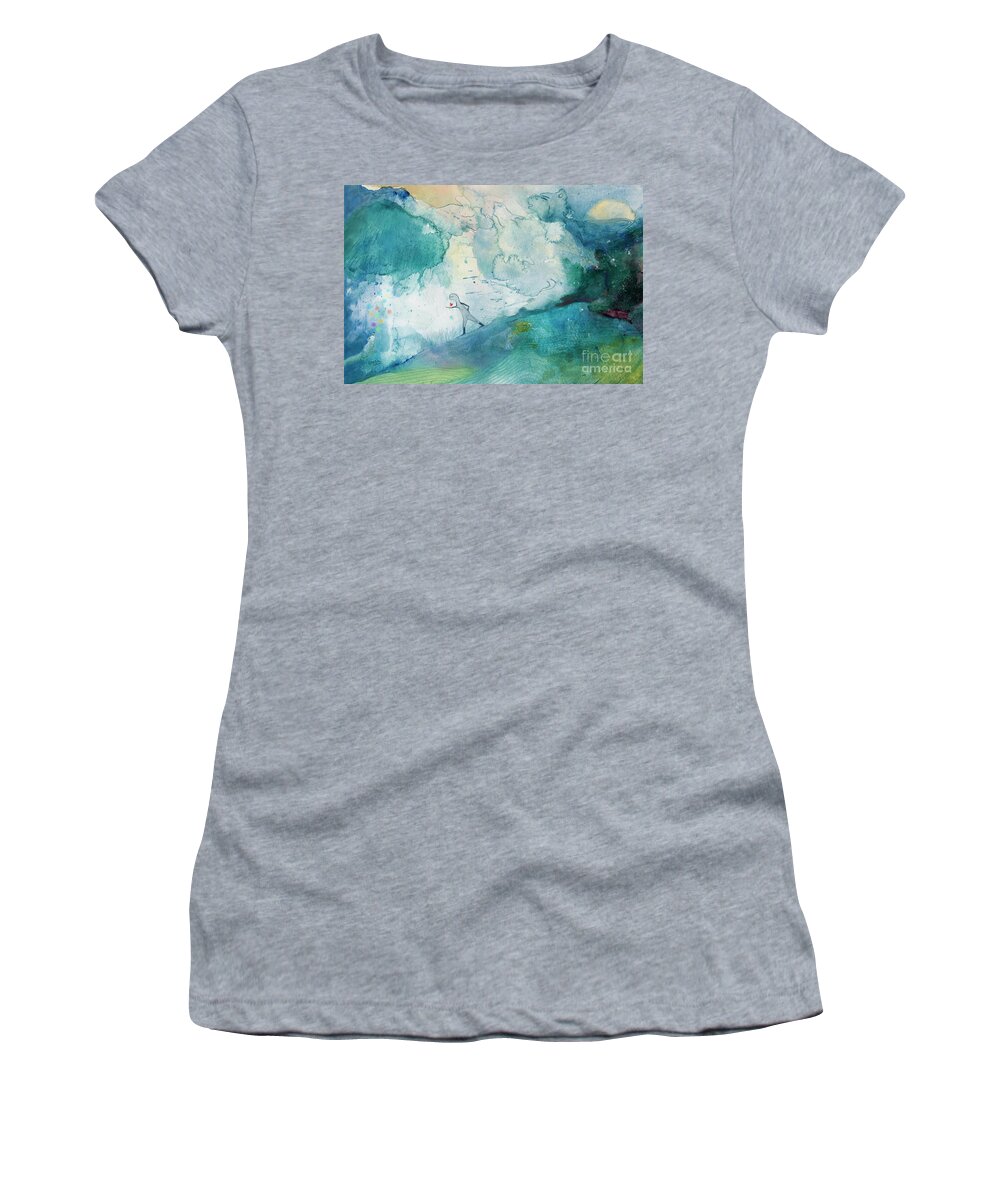 Painting Women's T-Shirt featuring the painting Love everywhere by Stella Levi