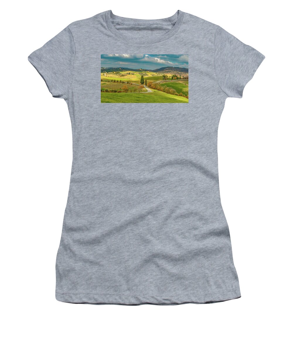 Tuscany Women's T-Shirt featuring the photograph The Hills Are Alive In Tuscany by Marcy Wielfaert