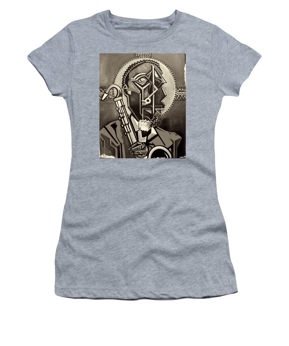  Women's T-Shirt featuring the painting The Holy Ghost / Black and White by Martel Chapman