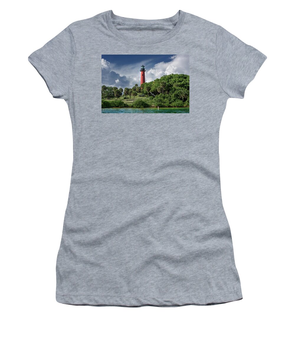 Jupiter Lighthouse Women's T-Shirt featuring the photograph The Jupiter Inlet Lighthouse by Laura Fasulo