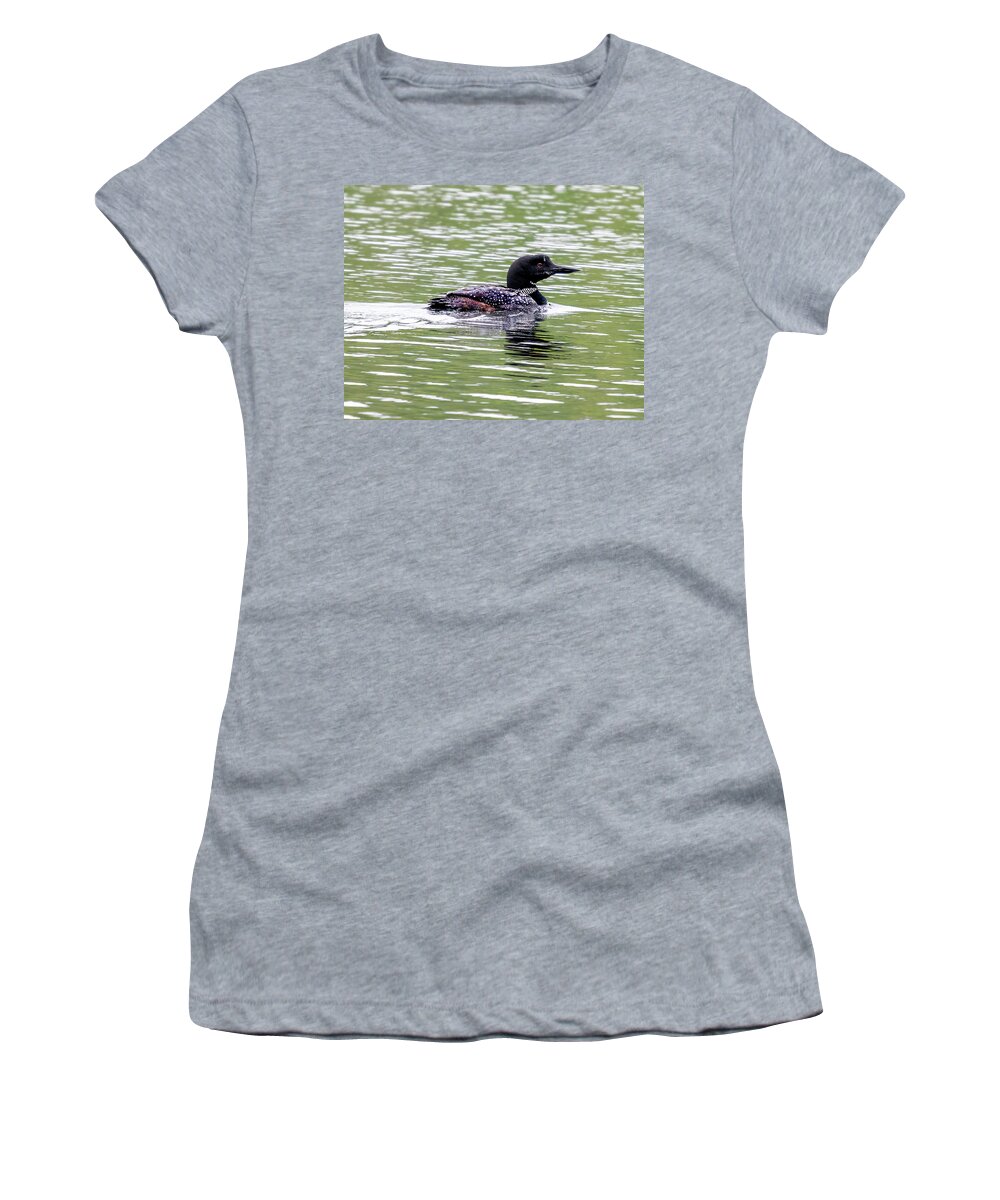 Loon Women's T-Shirt featuring the photograph The Loon in the Morning by Regina Muscarella