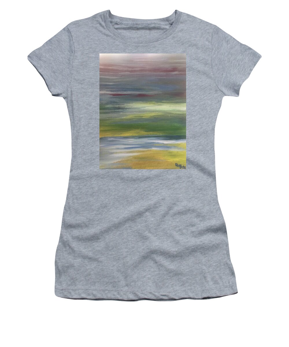 Ocean Beach Women's T-Shirt featuring the painting The Morning Ocean by Clare Ventura