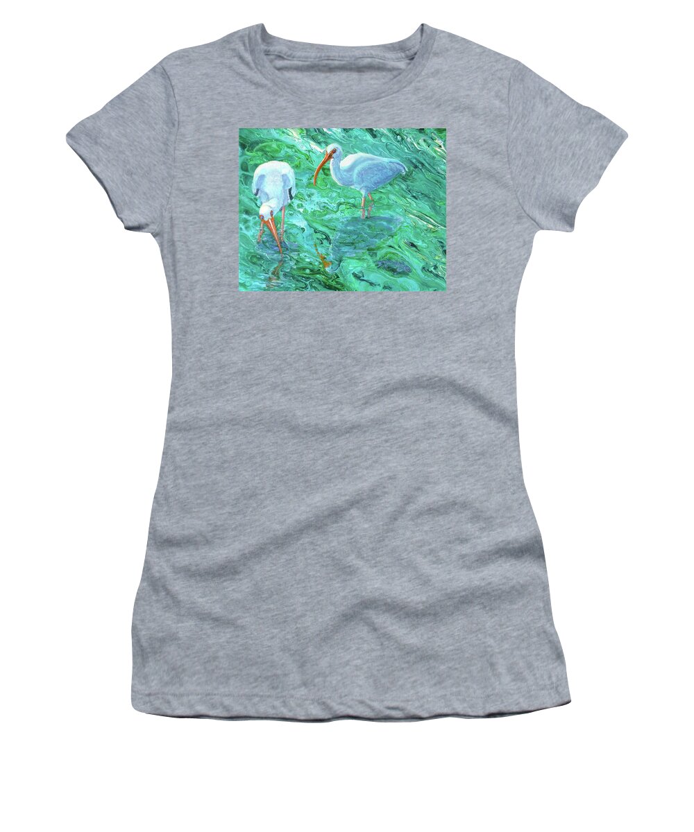 Ibis Women's T-Shirt featuring the painting The One That Got Away by Pat St Onge