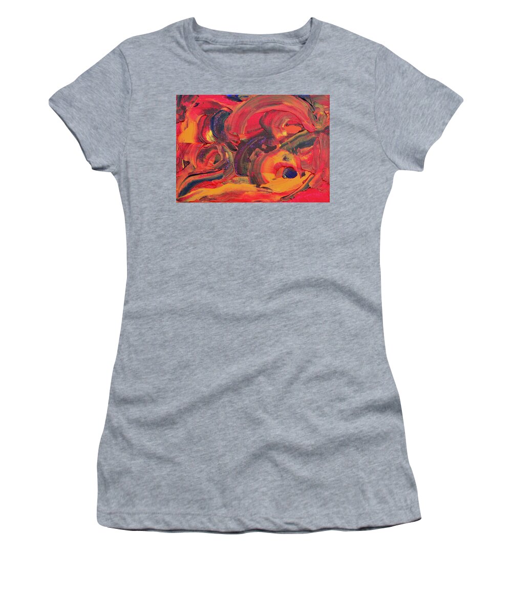 Red And Orange Women's T-Shirt featuring the painting The Path 1 by Teresa Moerer
