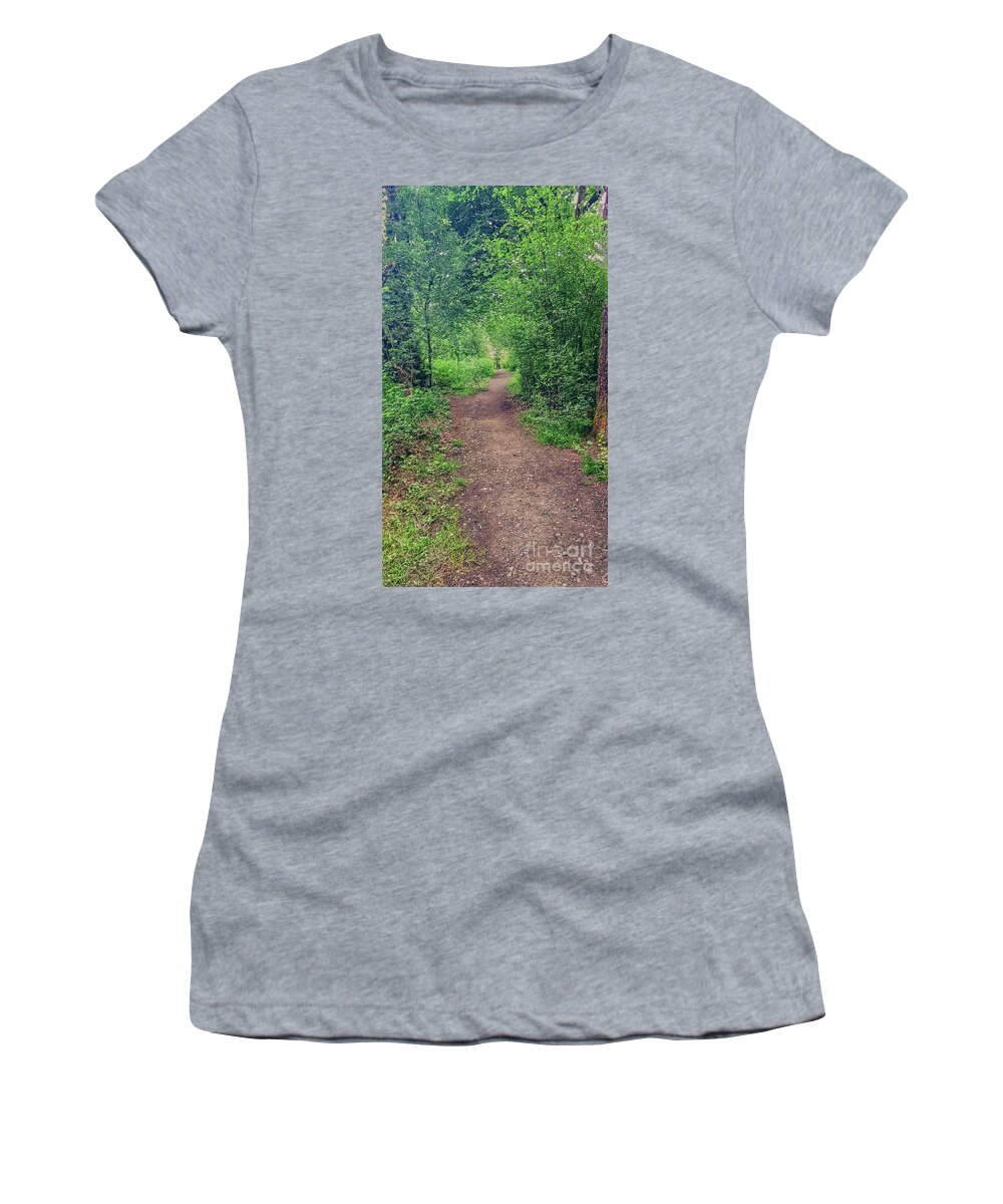 Hopwood Hall Women's T-Shirt featuring the photograph The path less walked Hopwood Nature Reserve UK by Pics By Tony