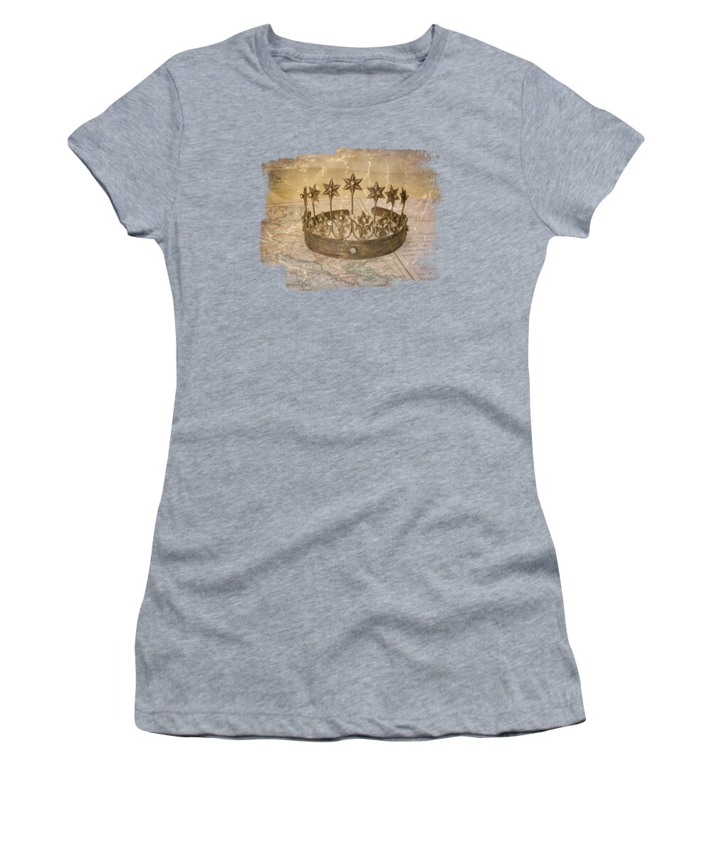 Crown Women's T-Shirt featuring the mixed media The Princess Likes to Travel Two by Elisabeth Lucas