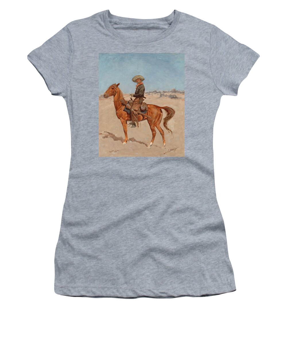 Frederic Remington Women's T-Shirt featuring the painting The Puncher by Frederic Remington