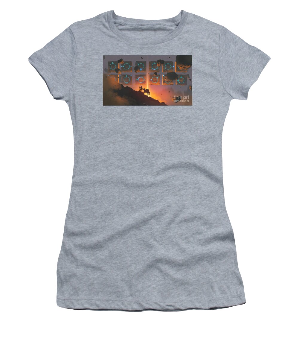 Illustration Women's T-Shirt featuring the painting The Puzzle by Tithi Luadthong