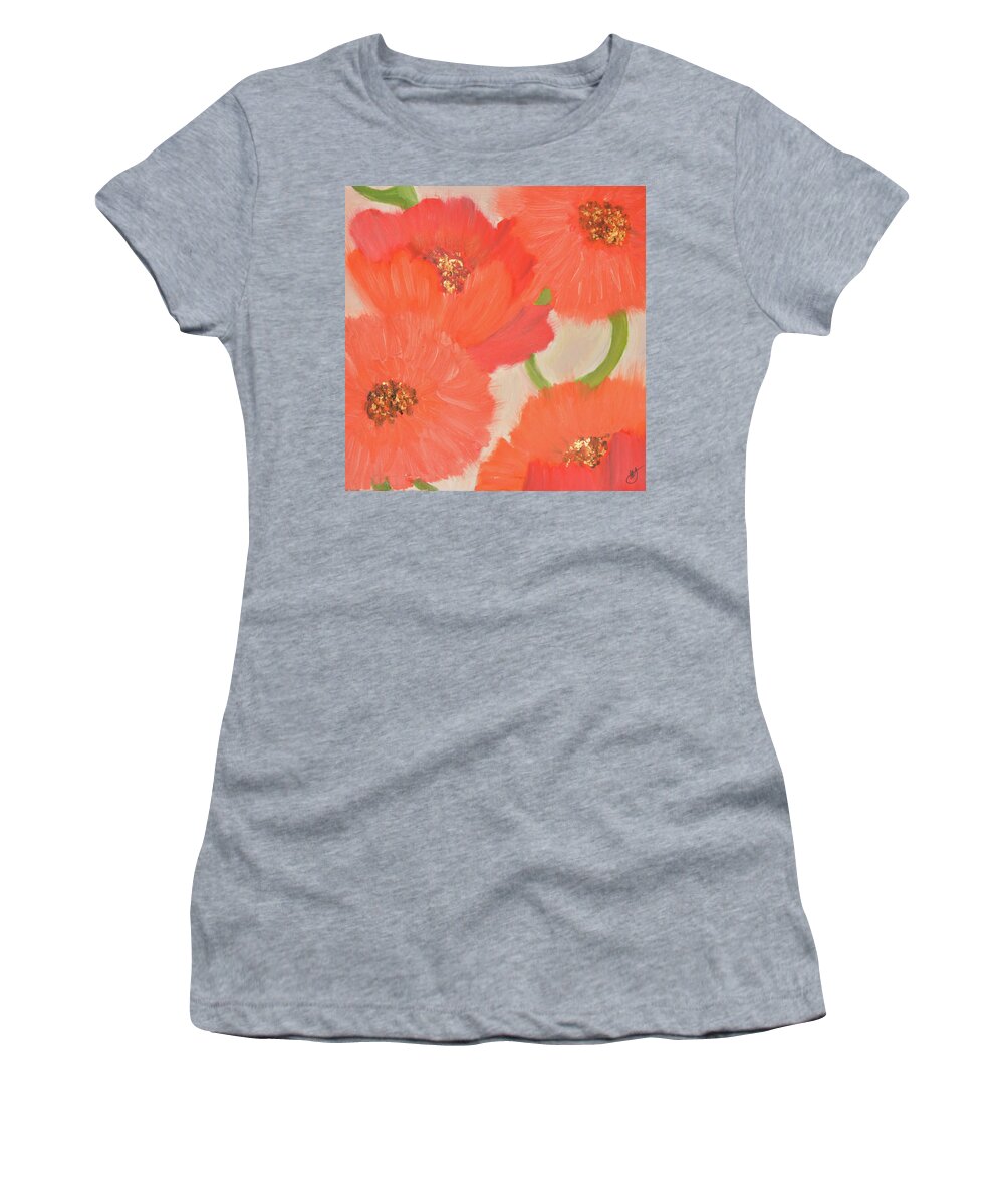 Flowers Women's T-Shirt featuring the painting The Red Flowers by Anita Hummel