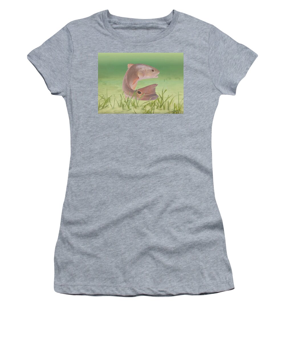 Fish Women's T-Shirt featuring the digital art The Redfish by M Spadecaller