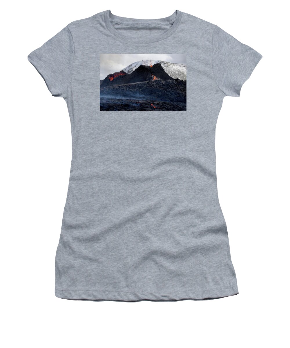 Volcano Women's T-Shirt featuring the photograph The rivals by Christopher Mathews