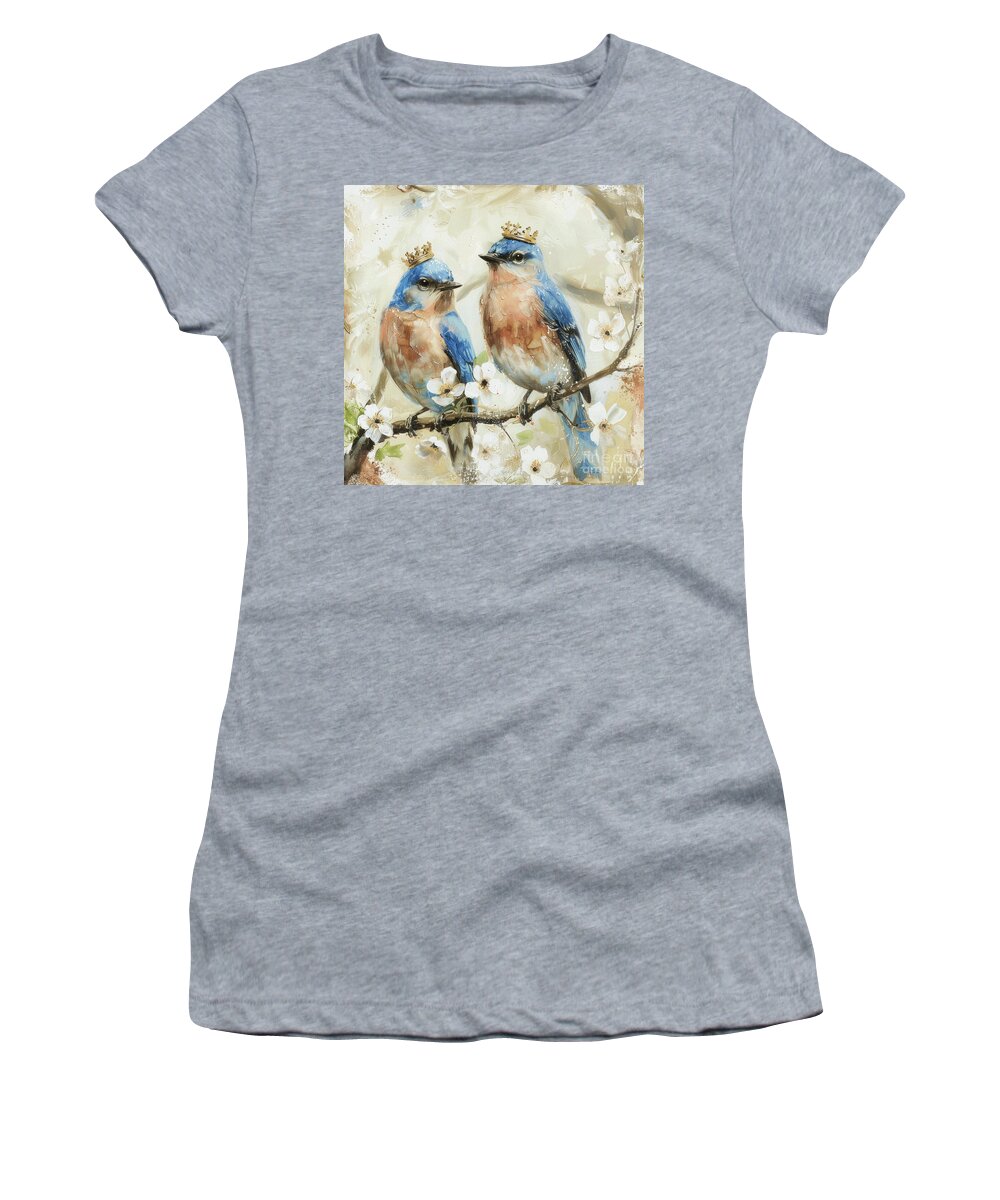 Bluebirds Women's T-Shirt featuring the painting The Royal Bluebirds by Tina LeCour