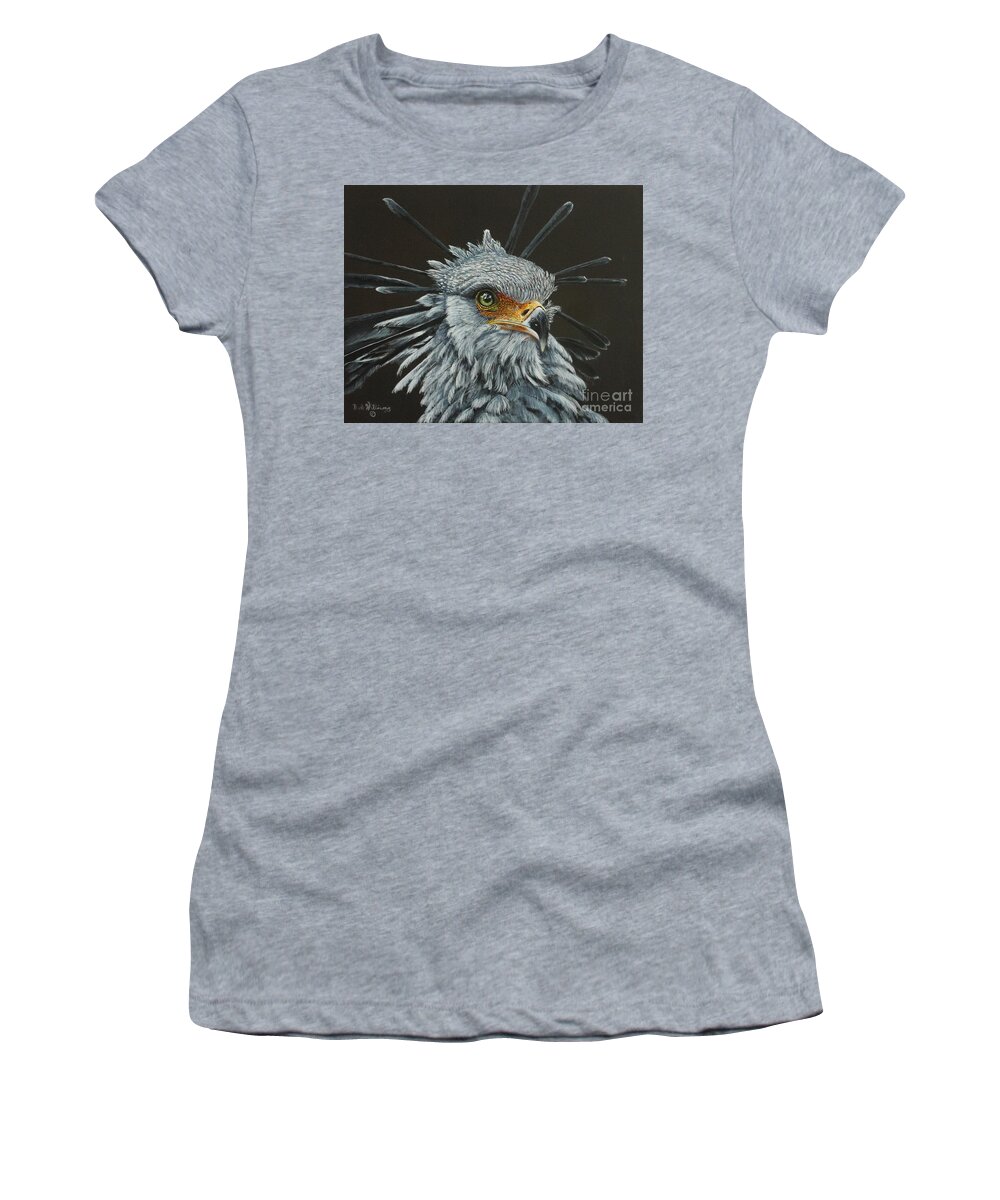 Secretary Bird Women's T-Shirt featuring the painting The Secretary Bird by Bob Williams