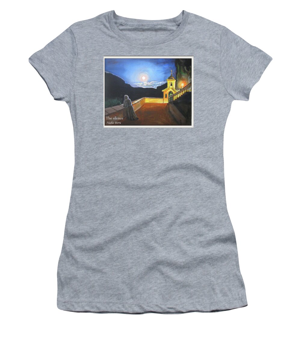 Chapel Women's T-Shirt featuring the painting The Silence by Nadia Birru