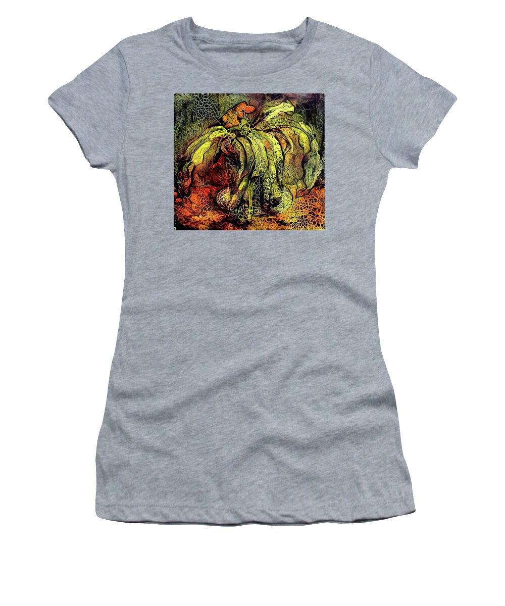 *db Women's T-Shirt featuring the digital art The silent withering of autumn flowers by Jeremy Holton