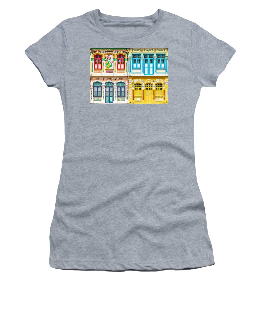 Singapore Women's T-Shirt featuring the photograph The Singapore Shophouse 9 by John Seaton Callahan