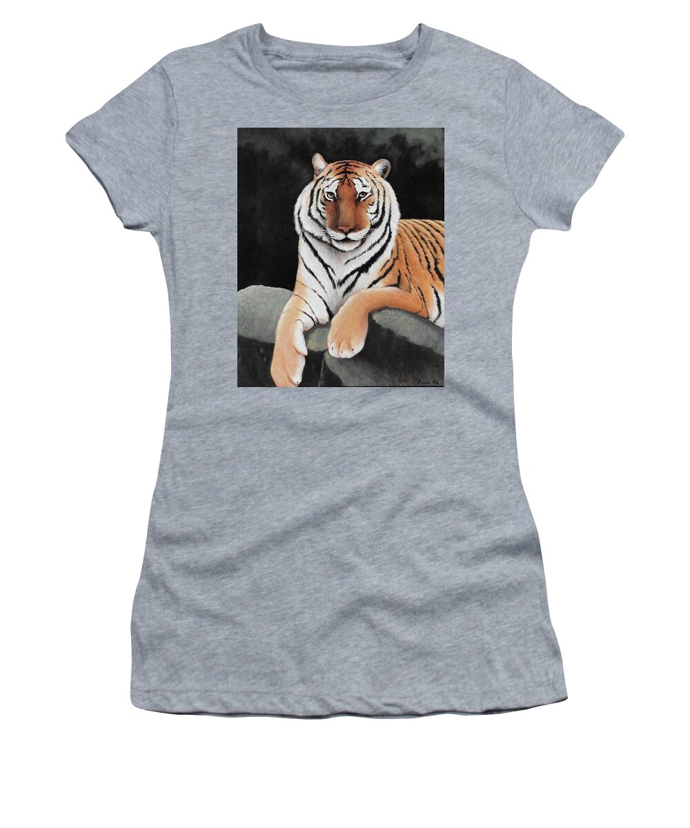 Tiger Women's T-Shirt featuring the painting The Tiger King by Gerry High