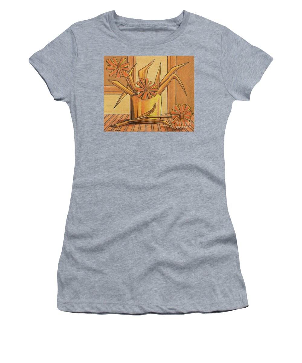 Beige Women's T-Shirt featuring the drawing The Trio by Scott Brennan