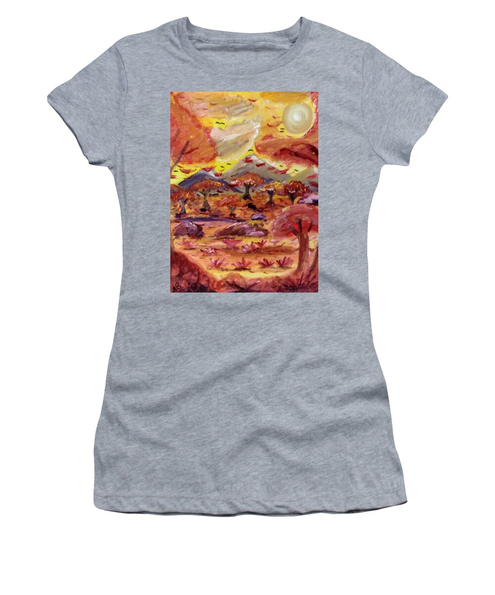 Nature Women's T-Shirt featuring the painting The Valley of Falling Leaves by Andrew Blitman