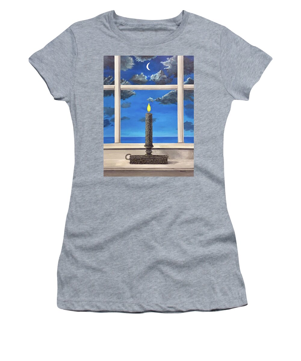 Candlelight Women's T-Shirt featuring the painting The Weight of Light by Thomas Blood