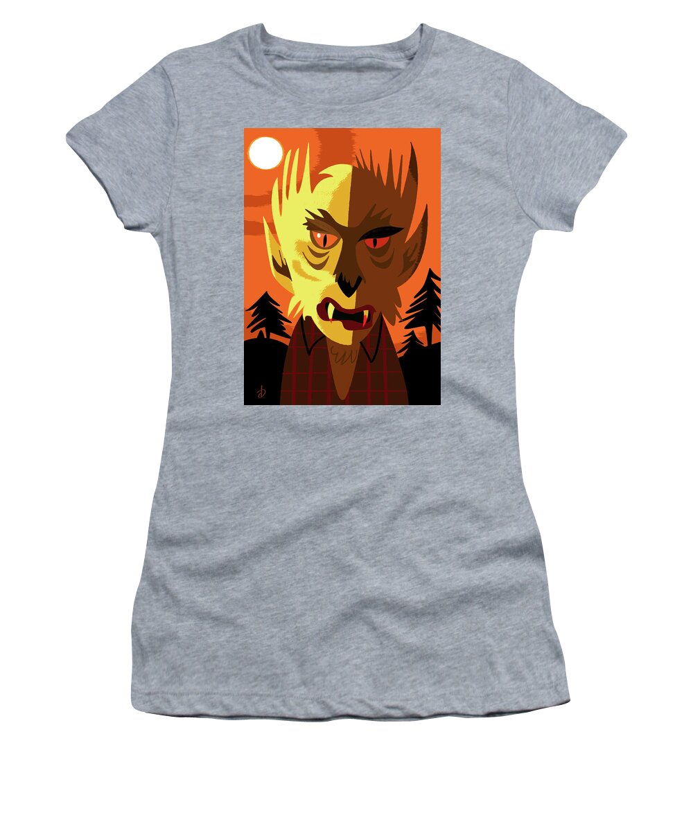 Wolfman Women's T-Shirt featuring the digital art The Wolfman by Alan Bodner