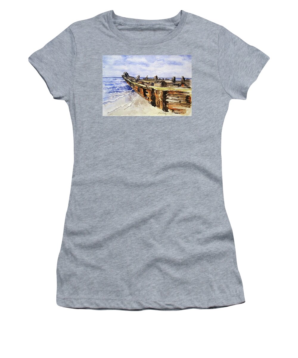 Wrecks Women's T-Shirt featuring the painting The Wrecks at Reeves by Eileen Kelly