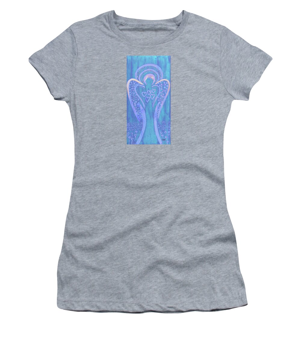 Angel Women's T-Shirt featuring the painting This Angel Loves Blue by Corinne Carroll