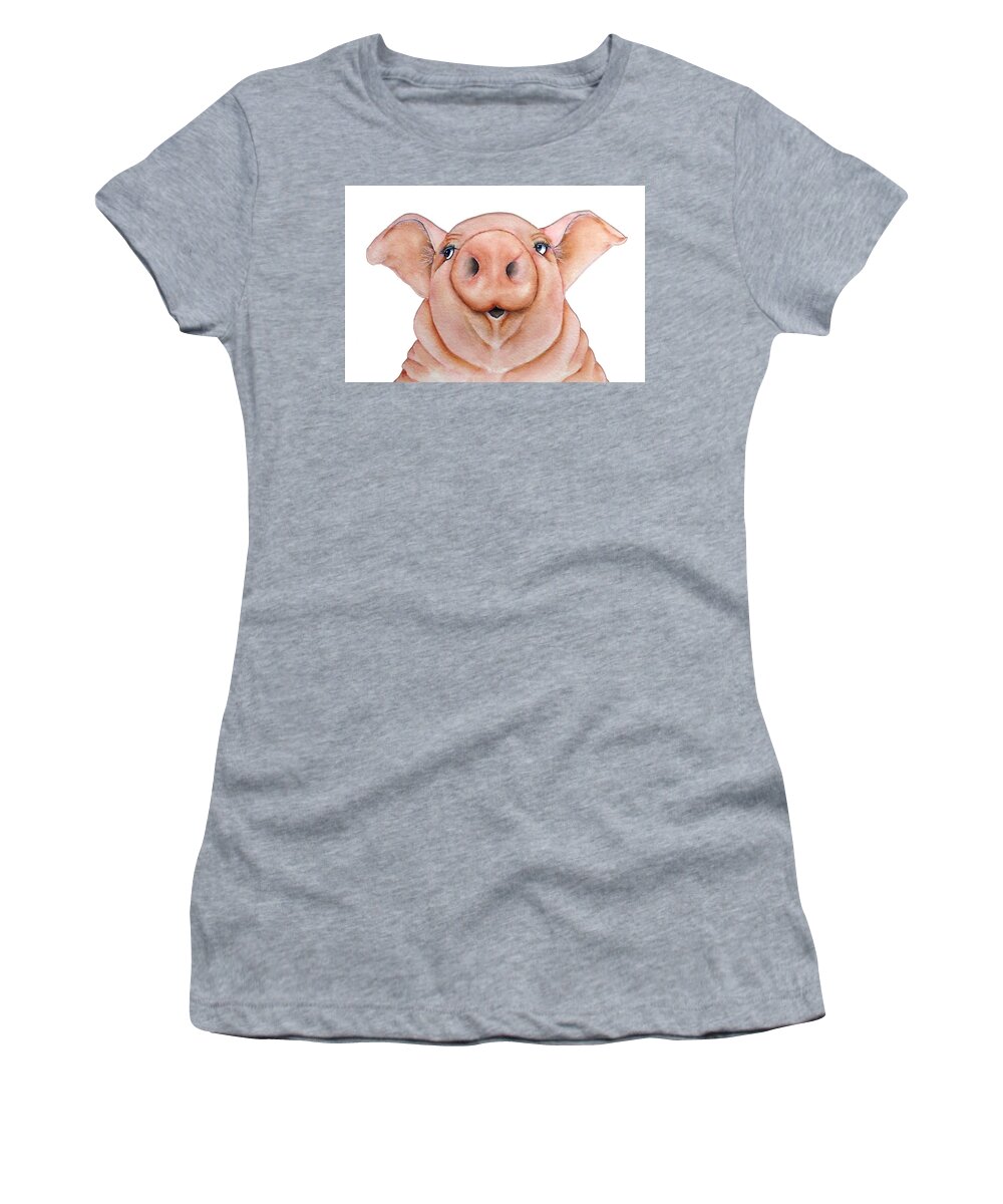Pigs Women's T-Shirt featuring the painting This Little Piggy Went To.... by Kelly Mills