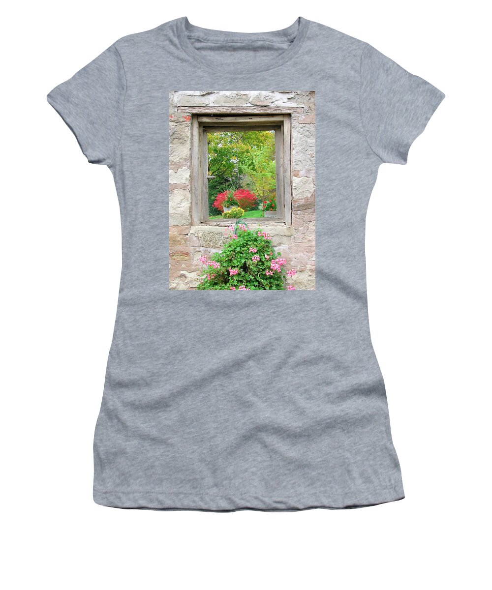 Art Print Women's T-Shirt featuring the photograph Through the Garden Window - Art print by Kenneth Lane Smith