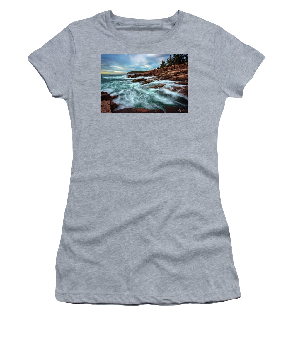 Maine Women's T-Shirt featuring the photograph Thunder Hole Waves by Gary Johnson
