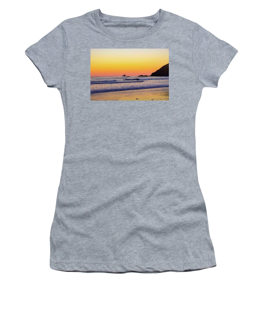 Tillamook Lighthouse Women's T-Shirt featuring the photograph Tillamook Lighthouse from Indian beach by Jeff Swan
