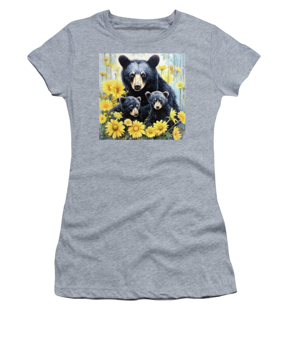 Grizzly Bear Women's T-Shirt featuring the painting Time With Mother by Tina LeCour