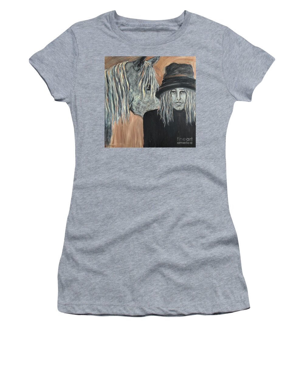 Artist Katt Yanda Women's T-Shirt featuring the painting Together by Katt Yanda
